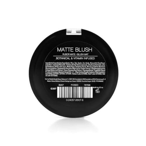 Palladio Matte Blush, Brushes onto Cheeks Smoothly, Soft Matte Look and Even Finish, Flawless Velvety Coverage, Effortless Blending Makeup, Flatters the Face, Convenient Compact, Poised