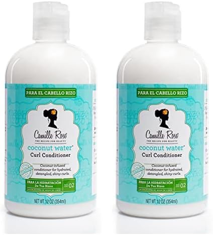 Camille Rose Coconut Water Conditioner | 12 oz | Natural Coconut Oil, Rosemary Oil, Castor Oil (Pack of 2)