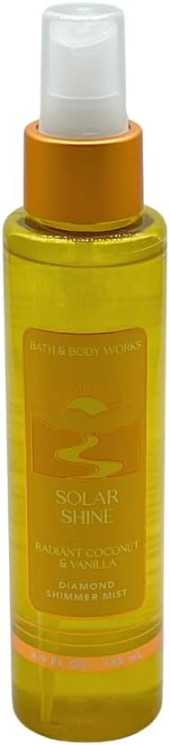 Bath & Body Works VACATION VIBE, PINK PARADISE, SOLAR SHINE Diamond Shimmer Mist - Gift Set with a Blue Bow for Holiday - 4.9 fl oz each - Summer Scents