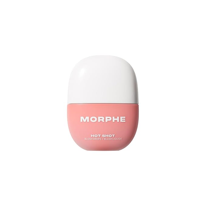 Morphe Hot Shot Blush Drops - Hydrating, Buildable Liquid Blush for Cheeks with Niacinamide and Antioxidants- Buildable, Waterweight Formula for a Natural Finish - Power Drip (0.5 Fl Oz)