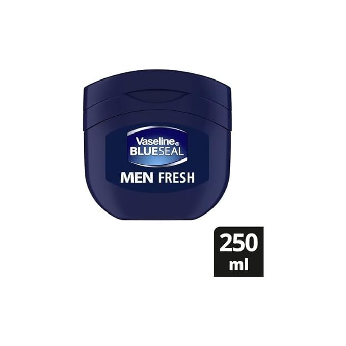 Vaseline Men's Fresh Blue Seal Petroleum Jelly, 250ml - Paraben-Free Dry Skin Whole Body Moisturizer