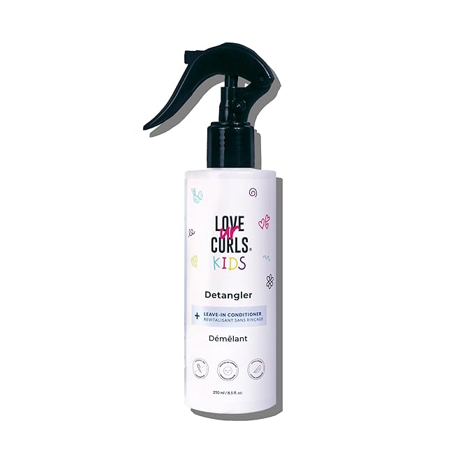 Love Ur Curls Kids Detangler Leave in Conditioner Spray, Pediatrician Approved, Moisturizing, Hydrates and Conditions, Vegan, Easy to Detangle Curly Hair, Sulfate & Paraben Free, 250mL