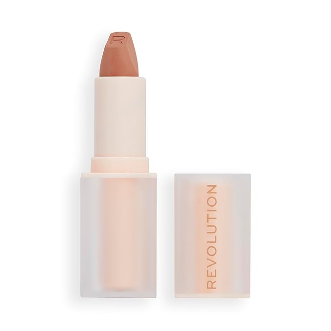 Revolution, Lip Allure Soft Satin Lipstick, Highly Pigmented & Smudge Proof, Long Lasting Creamy Satin Finish, Contains Vitamin E, Chauffeur Nude, 0.11 oz