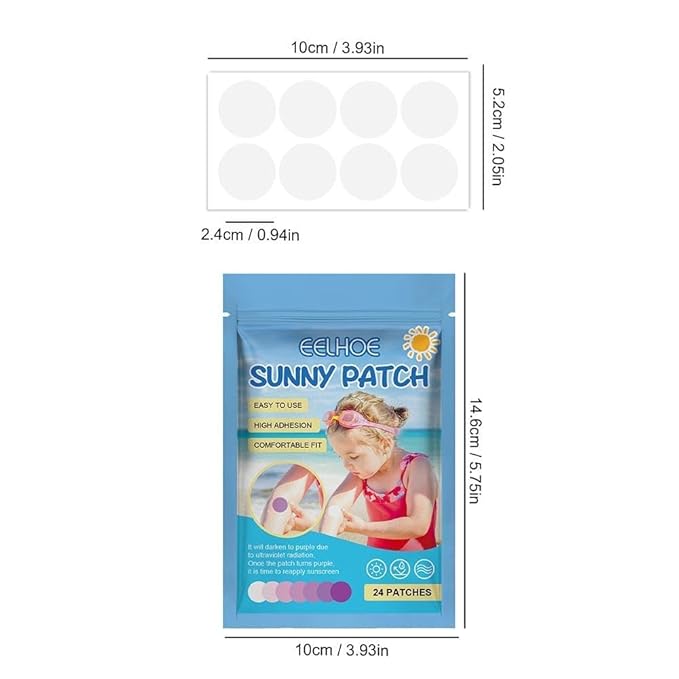 24 Pcs UV Stickers for Sunscreen, Waterproof UV Detection Stickers, Sun Cream Stickers to Reapply,UV Detection Reminder UV Patch for Kids Adults Waterproof Patches, Changes Color When Time To Reapply
