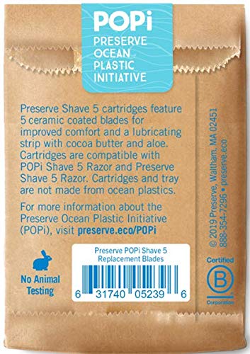 Preserve POPi Shave 5 Replacement Cartridges for Preserve POPi Shave 5 Razor (4 Count (Pack of 1))