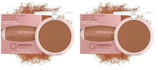 Mineral Fusion Pressed Powder Foundation, Deep 5, 0.32 Ounce (Pack of 2)