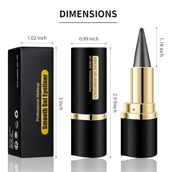 Kaely 2Pcs Black Gray Gel Eyeliner Pencil,Natural Cream Eye Liner Waterproof Smudge Proof,Cat Eye Black Smokey Eyeshadow Palette Stick Crayon,Goth Halloween Makeup,delineador de ojos contra el agua