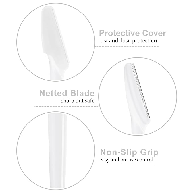 21 Pcs Eyebrow Razors, Face Razors Multipurpose, Exfoliating Dermaplaning Tools, Eyebrow Trimmers Shaver with Safety Cover, Facial Hair Removal for Women Men Body Use (White)