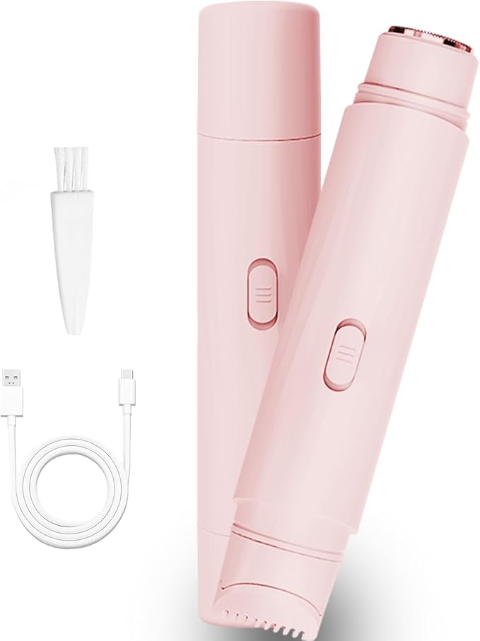 New Electric Bikini Trimmers for Women, Travel Razors, Glowhave Double Headed Shaver, Body Hair Trimmer, Rechargeable Painless Professional Shaver, Suitable for Underarms, Legs, Arms,Face (Pink)