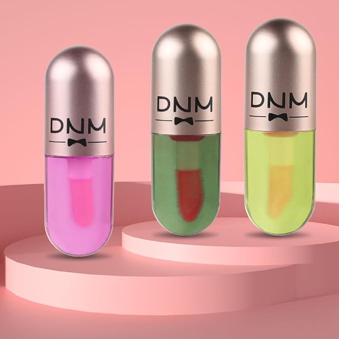 evpct 3Pcs Peach Aloe Vera Avocado Mini Clear Color Changing Lip Oil Tinted Lip Gloss Set for Women Girls Lip Balm Tint Stain Glaze Pack Lipstick Magic labiales magicos brillos para labios