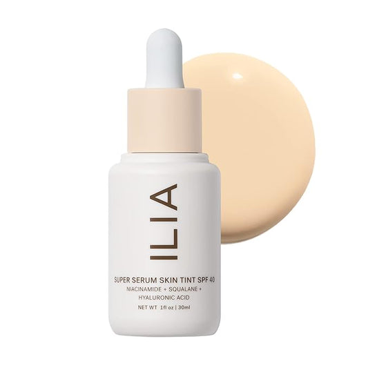 ILIA - Super Serum Skin Tint SPF 40 | Non-Comedogenic, Vegan, Lightweight to Help Against Blue Light, + Pollution while Hydrating, Smoothing, + Refining (Skye ST.5, 1 fl oz | 30 ml)