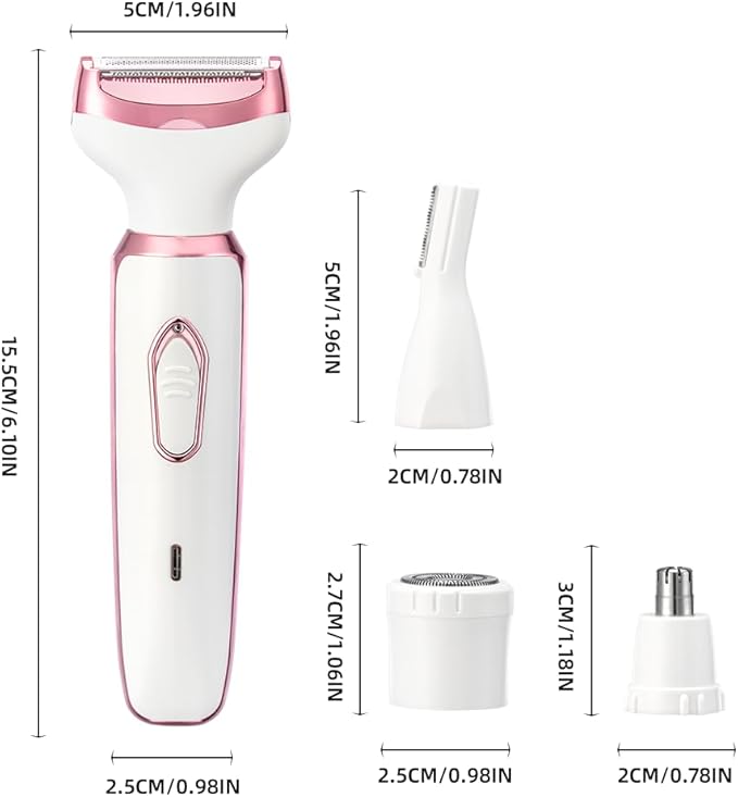 Electric Razor for Women, 4-in-1 Bikini Trimmer, Waterproof Electric Shaver for Women, Rechargeable Painless Pubic Hair Trimmer