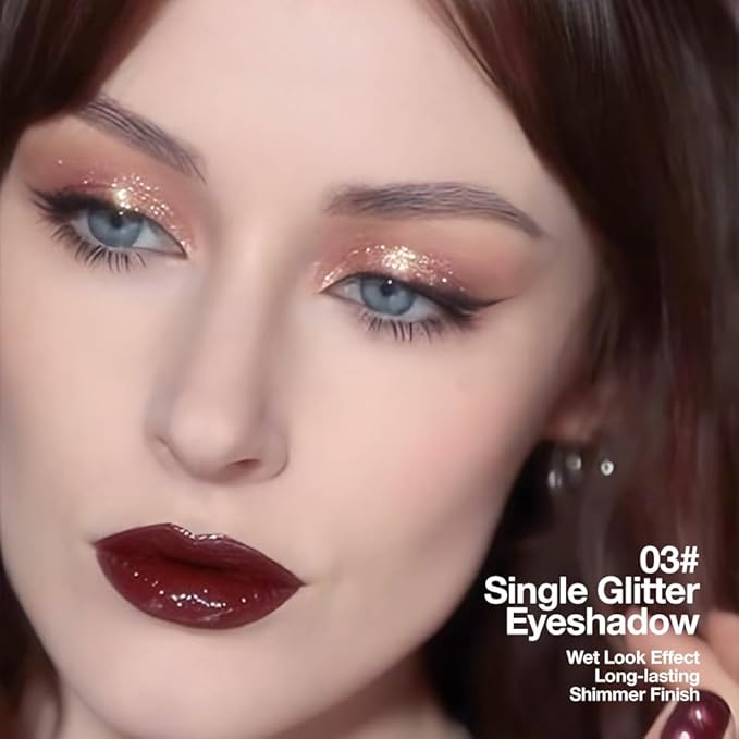 Monochrome Pressed Eyeshadow, Waterproof Neutral Powde Mini Shimmer Rose Gold Eyeshadow, sombras para ojos, Talc, Paraben & Cruelty Free (H03#Shimmer Rose Gold)