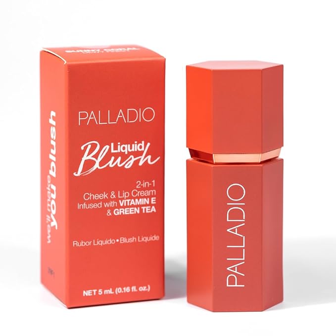 Palladio Liquid Blush for Cheeks & Lips 2-in-1 Sunny Coral