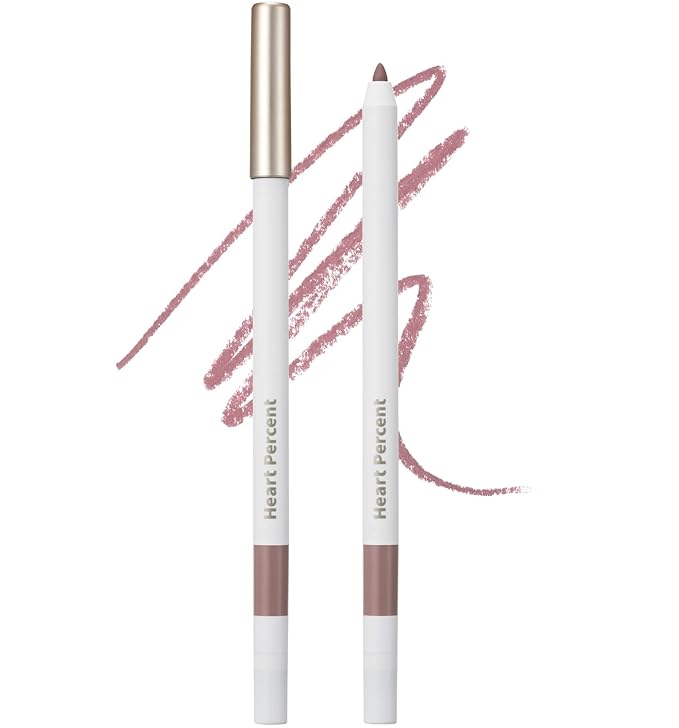 Heart Percent Dote On Mood Lip Pencil Slim, Defines and Fills Creamy Lip Liner Retractable Lipstick Pencil with Built-In Sharpener, #08. Cloudy Mauve