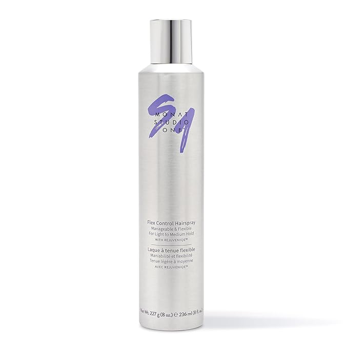 MONAT Studio One™ Flex Control Hairspray – Light to Medium Buildable Hold – Infused with REJUVENIQE® – Can be Used on Colored Hair – Fresh Smelling Scent – Style Memory for Humid Weather