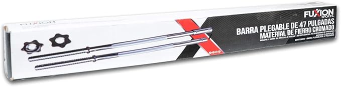 FUXION Fitness Buildable Weightlifting Chrome Bar 47 inch