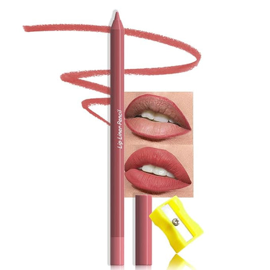 evpct 1Pcs Red Rose Matte Long Lasting Lip Liner Pencils Makeup for Shaping & Sculpting Lips, No Transfer Long Wear Waterproof Pigmented Lip Liner lipliners Crayon Lipstick Pencil with Sharpener 01