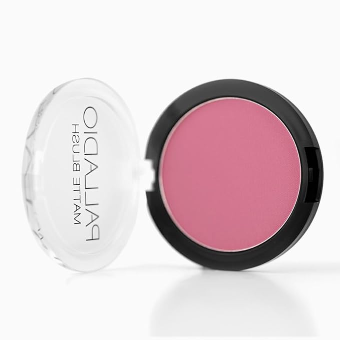 Palladio Matte Blush, Brushes onto Cheeks Smoothly, Soft Matte Look and Even Finish, Flawless Velvety Coverage, Effortless Blending Makeup, Flatters the Face, Convenient Compact, Bayberry