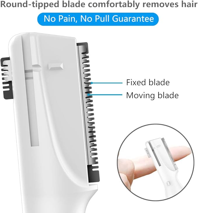 Eyebrow Trimmer, Precision Electric Eyebrow Razor for Women Battery-Operated Facial Hair Remover with Comb No Pulling Sensation Painless for Face Chin Neck, Upper-Lip, Peach-Fuzz