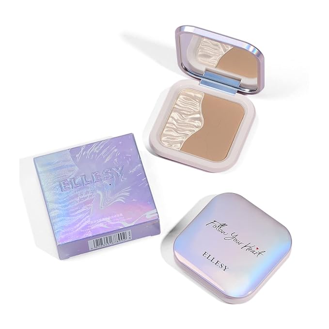 ELLESY Highlighter Makeup Palette Shimmer Face Bronzer and brush-C02