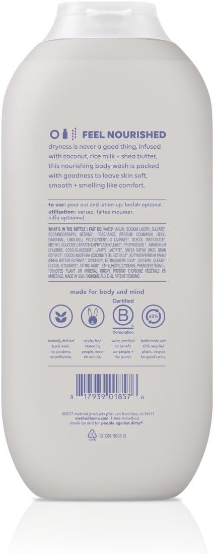 Method Body Wash, Simply Nourish, Paraben and Phthalate Free, 18 oz (Pack of 6)