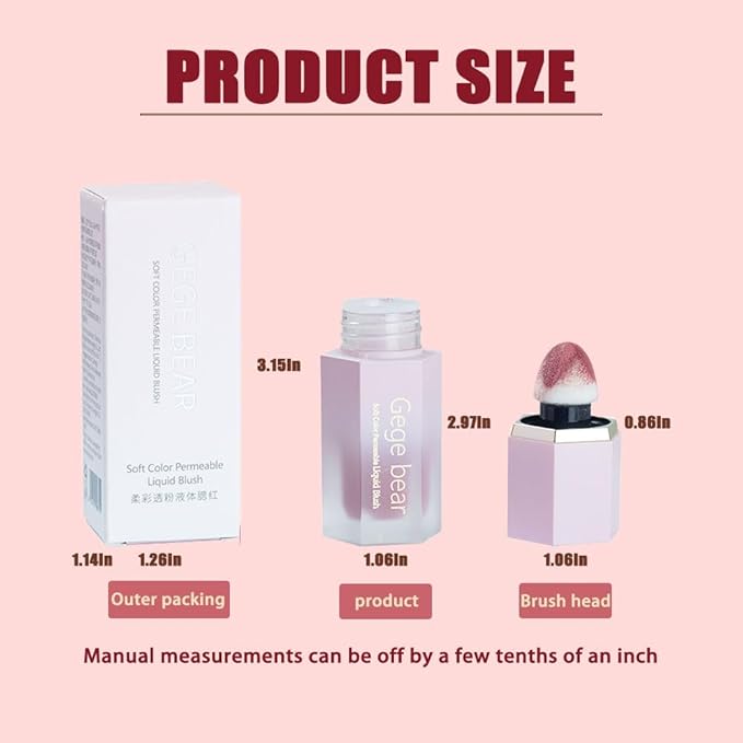 Lightweight Liquid Blush,Wearing Skin Tint Blush Makeup for Natural Flush