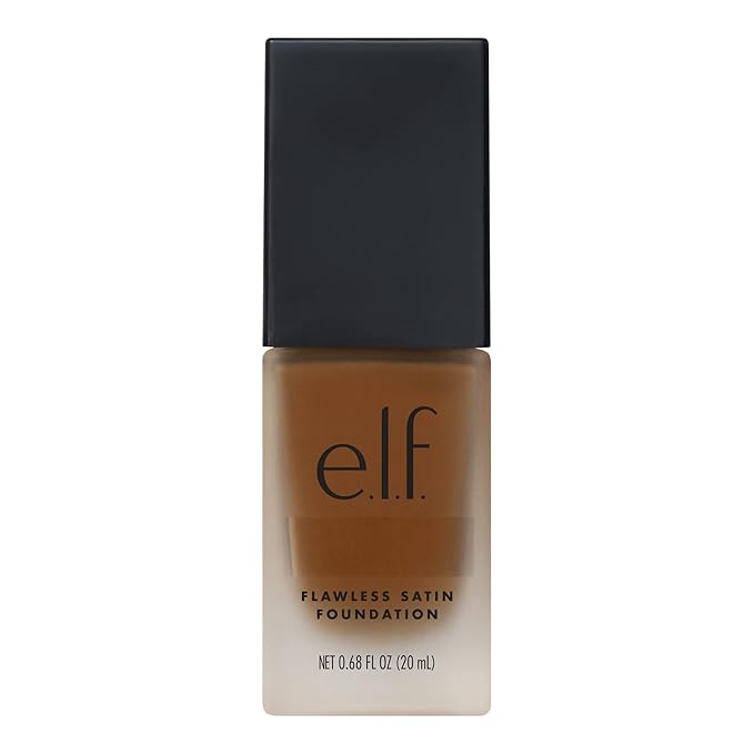 e.l.f. Flawless Satin Foundation, Lightweight & Medium Coverage, Semi-Matte Finish, Vegan & Cruelty-Free, Nutmeg, 0.68 Fl Oz (20mL)