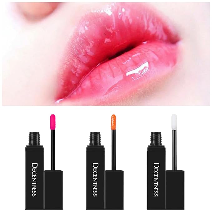 Lip Gloss Oil Set,3 Colors Hydrating Lip Oil,Long lasting Non-sticky,Nourishing Tinted Lip Plumper Gloss (Transparent, Bright pink, Coral red)