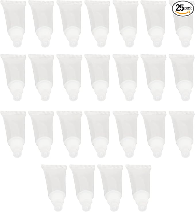 ZJchao 25pcs 5ml Lip Gloss Tube, Refillable Mini Empty Cosmetic Balm Tubes Container for Comestic Makeup Travel Toiletries Shampoo Body Lotion