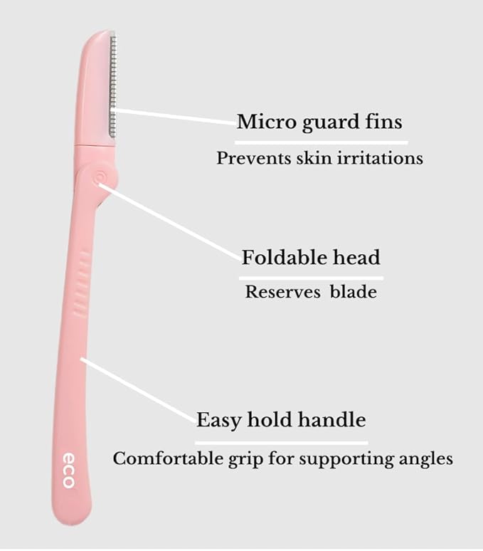 Dermaplaning Tool - Foldable Facial Razor for Women and Men, (3ct) | Womens Facial Peach Fuzz Remover & Eyebrow Trimmer, Dermaplaning Razor, Face Razors for Women, 3 pc (Pink)