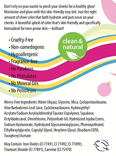 Frilliance Hydrating Cream Blush, Sheer Rosy Glow Tint, Cruelty Free Hypoallergenic for Teens of All Skin Types, 30 ml / 1 fl oz