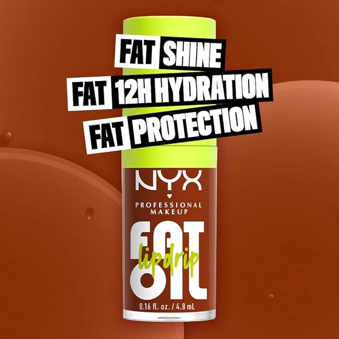 NYX PROFESSIONAL MAKEUP Fat Oil Lip Drip, Moisturizing Lip Oil Gloss, Vegan Tinted Formula, Up to 12 HR Hydration - Scrollin' (Deep Caramel)