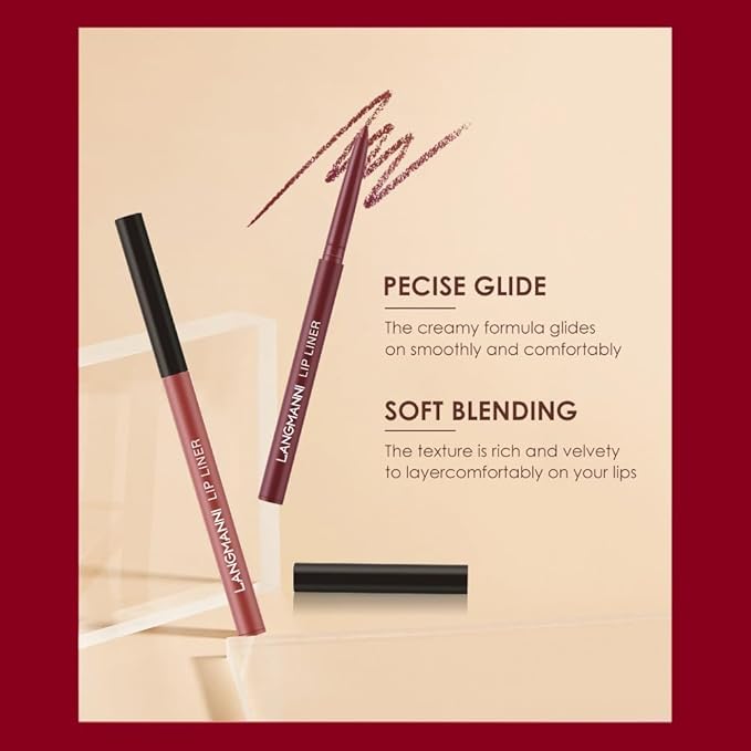 LANGMANNI 4pcs Matte Lipstick with Lipliners Durable Makeup Set,Long-Lasting Non-Stick Cup Not Fade Waterproof Pigmented Velvet Lipgloss Kit Beauty Cosmetics Makeup Gift for Girls(#1+3+5+7)