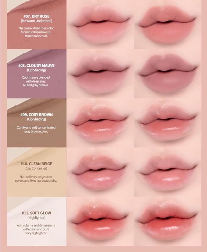 Heart Percent Dote On Mood Lip Pencil, Long-Lasting Creamy Lip Crayon Smooth Color Liner Retractable Lipstick Pencil 0.8g, #10. Clean Beige