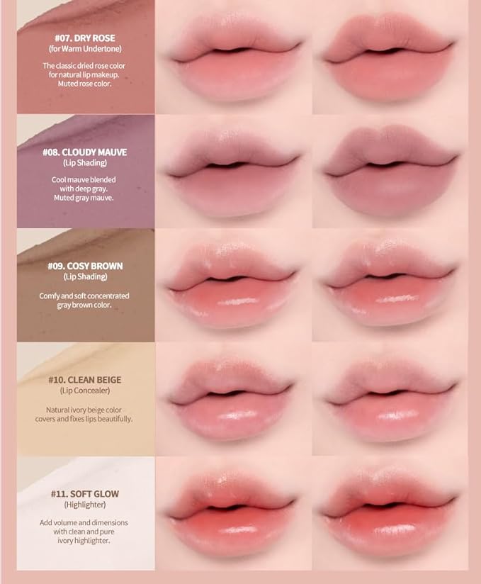 Heart Percent Dote On Mood Lip Pencil, Long-Lasting Creamy Lip Crayon Smooth Color Liner Retractable Lipstick Pencil 0.8g, 18. Fig Rose