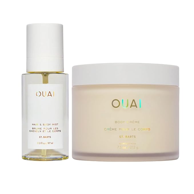 OUAI St. Barts Bundle - Includes Hair & Body Mist (3.3 Oz) for Head-to-Toe Fragrance and Hydrating Body Cream (7.5 Oz) for Smooth, Supple Skin that Smells Amazing - 2 Piece Bundle