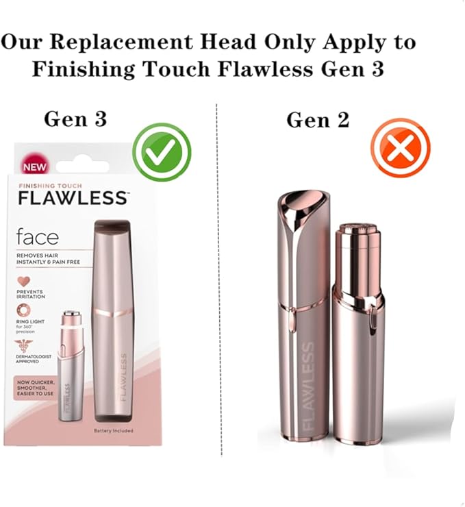 【Generation 3】Facial Hair Remover Replacement Heads for Finishing Touch Flawless Facial Hair Remover, Replacement Blades for Finishing Touch Flawless Gen 3 Hair Removal, 4 Pack