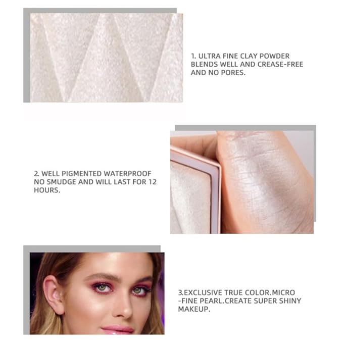 White Highlighter Makeup Palette, Face Highlighter Palette Glitter Maquillaje (01)