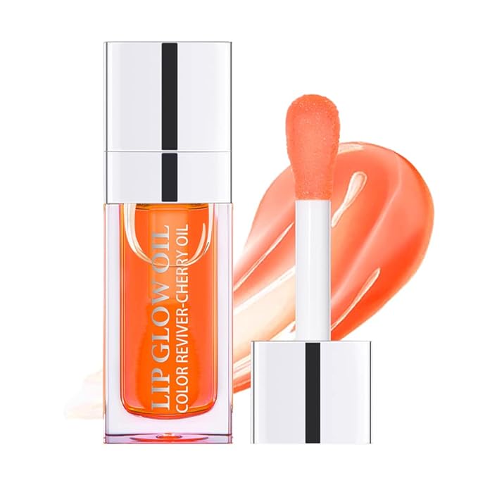 Hydrating Lip Glow Oil, Moisturizing Lip Glow Oil, Nourishing Glossy Transparent Lip Oil, Plumping Lip Oil, Lip Balm, Non-sticky Tinted Toot Lip Balm for Lip Care (Coral)