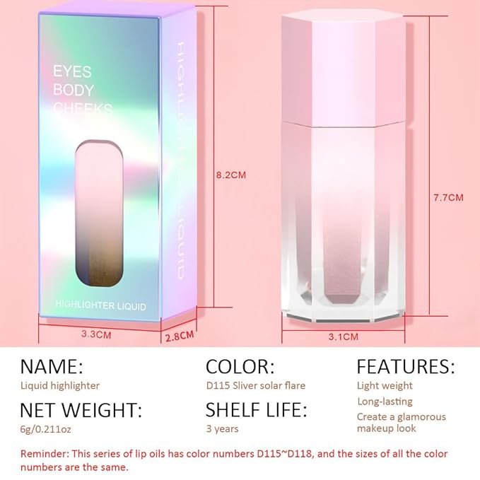 evpct White Silver Face Highlighter Makeup Liquid for Bomb Illuminators