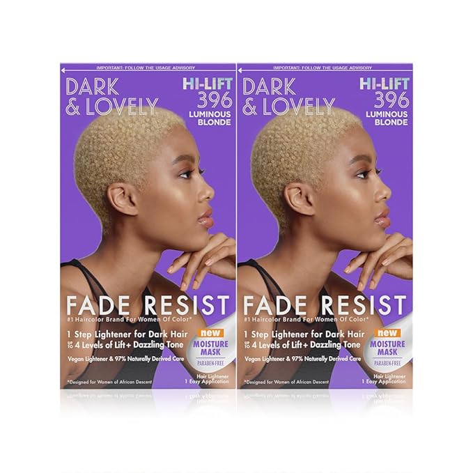 SoftSheen-Carson Dark and Lovely Fade Resist Rich Conditioning Hair Color, Permanent Hair Color, Up To 100 percent Gray Coverage, Brilliant Shine with Argan Oil and Vitamin E, Luminous Blonde, 2 Count