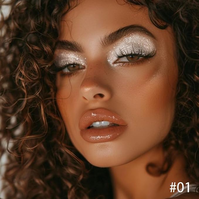 Single Glitter Eyeshadow, Shimmer Eyeshadow Palette, Korean Eye Glitter Makeup, Ultra-Blendable, Sparkle Silver Eye Shadow, Single Shade Metallic Pigmented (Sparkle white)