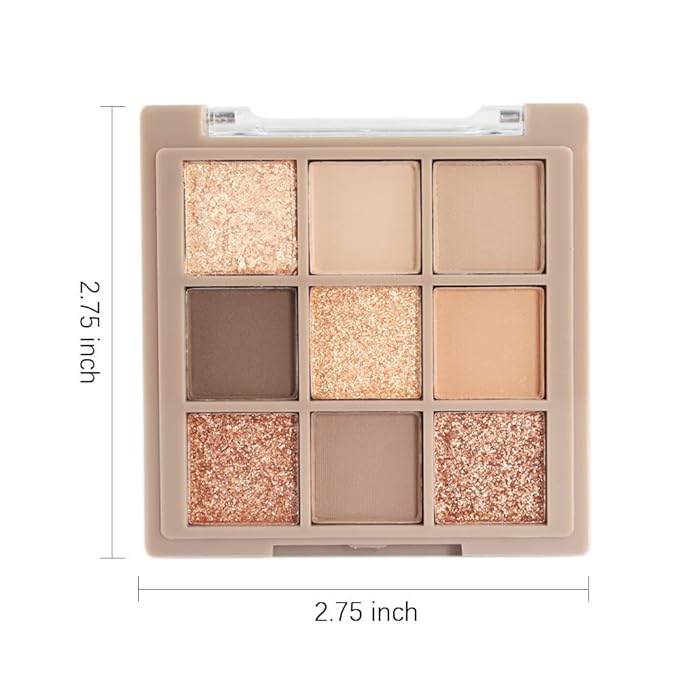 9 Colors Matte Nude Pink Shimmer Gold Dark Brown Colorful Eyeshadow Palette Matte Shimmer Korean Natural Eye Shadow palettes Highly Pigmented Naturing-Looking Long Lasting (05#)