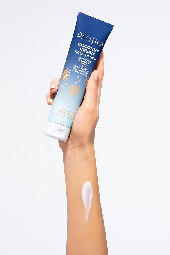Pacifica Coconut Cream Body Lotion – Moisturizing Coconut & Vanilla Body Cream w/Aloe, Vitamin E & Chamomile for Soft Skin, Soothing Hydration for Dry Skin Lightweight Non-Greasy Vegan & Cruelty-Free