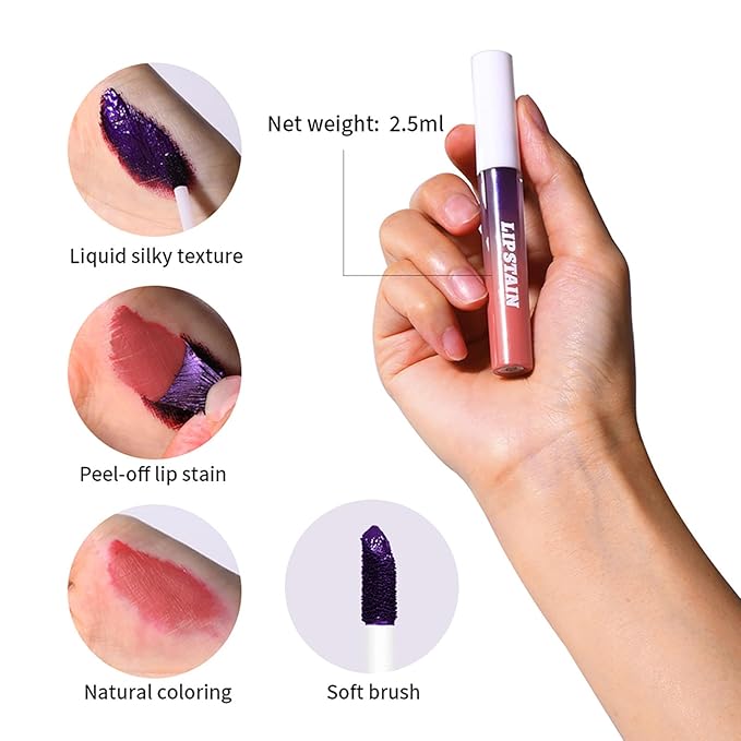 Peel Off Lip Liner Stain Set - 3 Colors Long-Lasting Peel Off Matte Lip Gloss,Matte Liquid Lipstick Nude Lip Gloss Waterproof Lip Stain Non-stick Cup Peel Off Lipstick Lip Makeup for Women