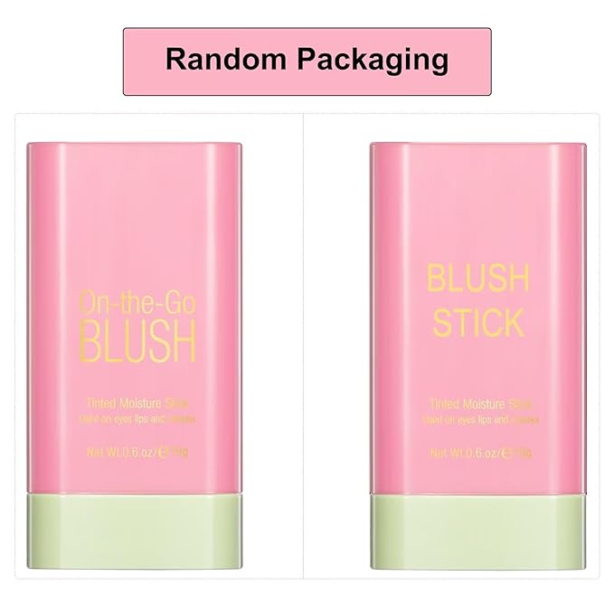 Multi-Use Makeup Blush Stick,Beauty Solid Moisturizer Stick,Waterproof Natural Cheek(1#shy pink)