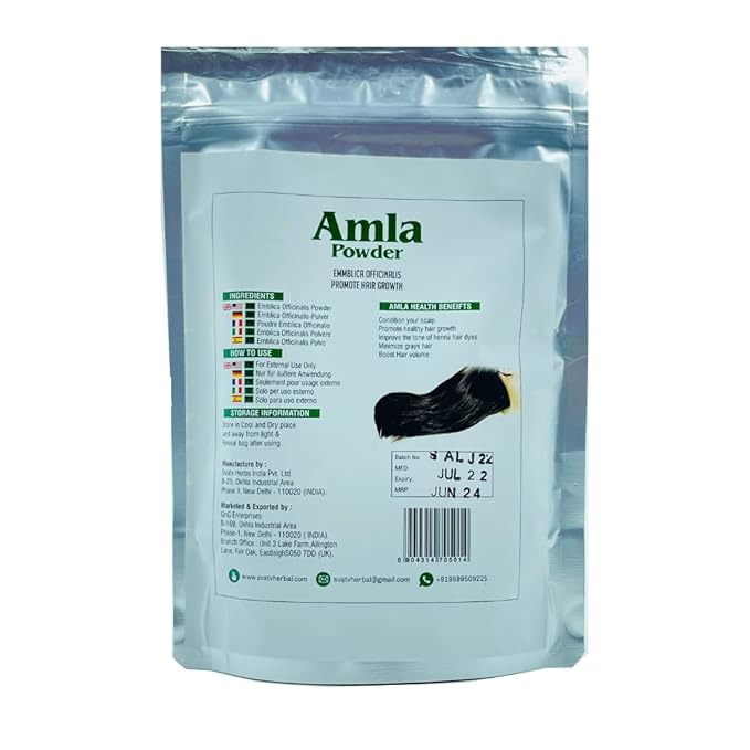 SVATV Amla Powder, Emblica Officinalis, Amalaki, Indian Gooseberry, Long Hairs 227g