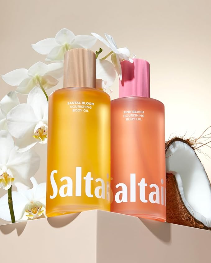 Saltair Body Oil. Jumbo Size Santal Bloom After Shower and Bath Oil Moisturizer for Women and Men. Botanical, Non-Greasy, and Well-Absorbing Lotion for Hydrating Dry Skin. 10oz Bottle
