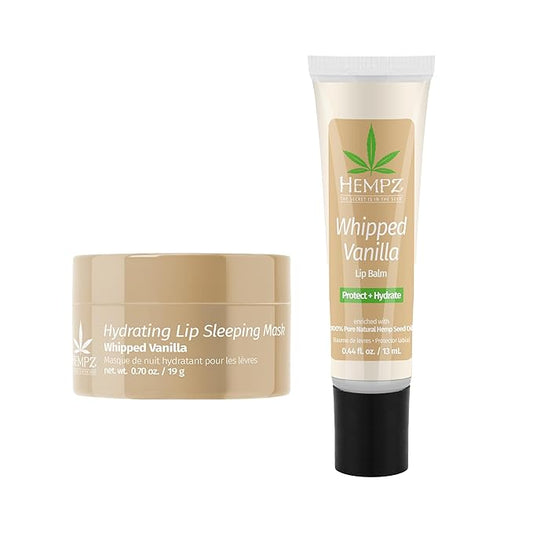 Hempz Hydrating Lip Sleeping Mask - Whipped Vanilla (.70 Oz.) | Overnight Hydrating Lip Balm with Vanilla Lip Butter Balm, Soothing and Hydrating Lip Care for Men or Women, .44oz